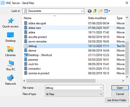 VNC Server File transfer entire folder